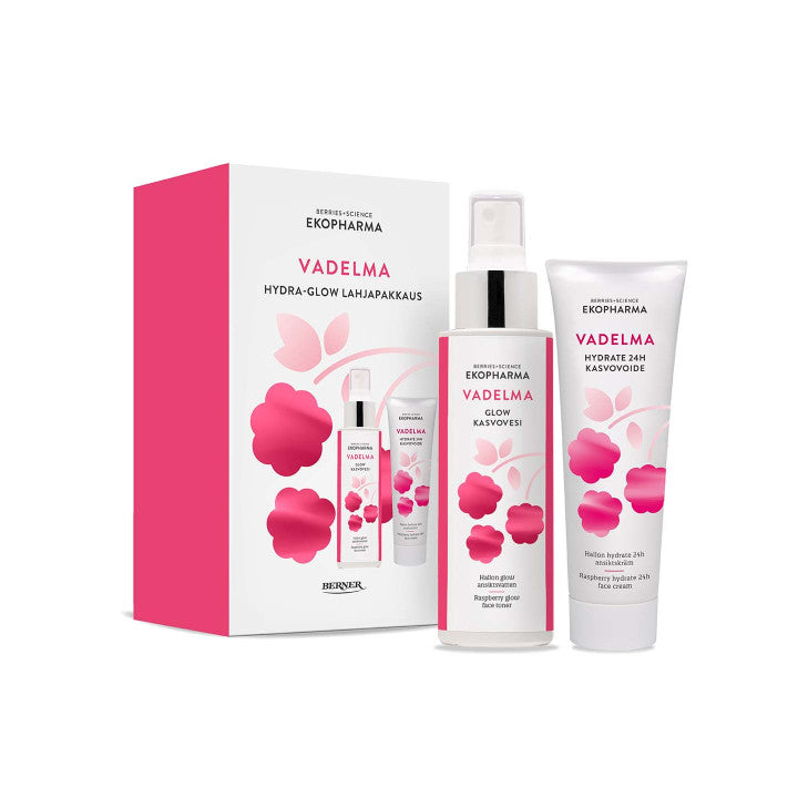 Ekopharma Vadelma Hydra-Glow Lahjapakkaus - kosteuttava kasvovesi ja 24h kasvovoide